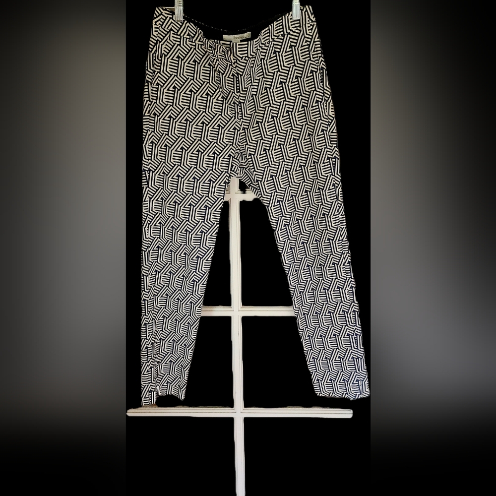Boden Navy and White Geometric Pants, US 8